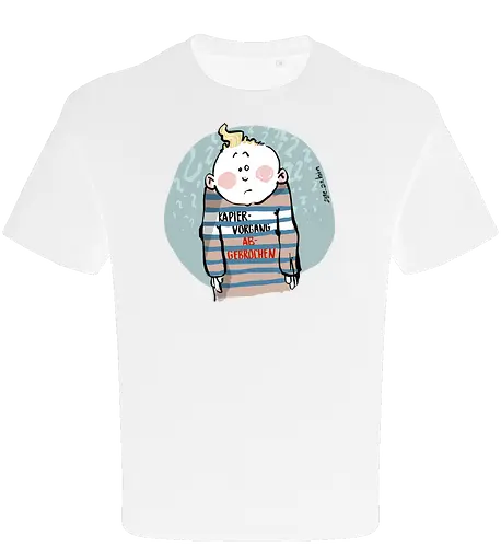 Kapiervorgang abgebrochen - Selbstironie, Streifenpulli, Spruchshirt, deutsch, Ringelpullisprüche, Ringeldinger, streifenweise, Spruch, Weisheit, Motivation, Ringelpulli, SprücheShirt, Cartoon Illustration, Statement, Ostfriesland, Nordsee, Handgezeichnet, Humor - Oversize T-Shirt