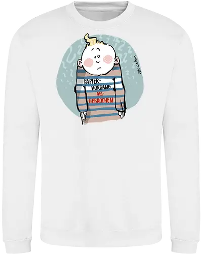 Kapiervorgang abgebrochen - Selbstironie, Streifenpulli, Spruchshirt, deutsch, Ringelpullisprüche, Ringeldinger, streifenweise, Spruch, Weisheit, Motivation, Ringelpulli, SprücheShirt, Cartoon Illustration, Statement, Ostfriesland, Nordsee, Handgezeichnet, Humor - Sweatshirt