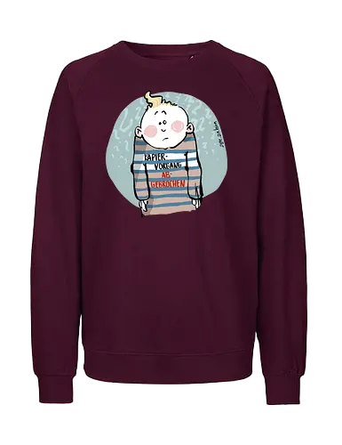Kapiervorgang abgebrochen - Selbstironie, Streifenpulli, Spruchshirt, deutsch, Ringelpullisprüche, Ringeldinger, streifenweise, Spruch, Weisheit, Motivation, Ringelpulli, SprücheShirt, Cartoon Illustration, Statement, Ostfriesland, Nordsee, Handgezeichnet, Humor - Fairtrade Sweatshirt