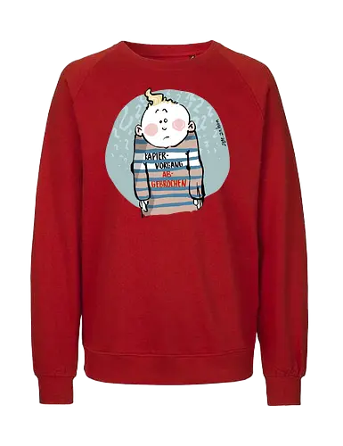 Kapiervorgang abgebrochen - Selbstironie, Streifenpulli, Spruchshirt, deutsch, Ringelpullisprüche, Ringeldinger, streifenweise, Spruch, Weisheit, Motivation, Ringelpulli, SprücheShirt, Cartoon Illustration, Statement, Ostfriesland, Nordsee, Handgezeichnet, Humor - Fairtrade Sweatshirt