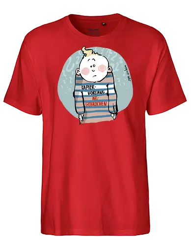 Kapiervorgang abgebrochen - Selbstironie, Streifenpulli, Spruchshirt, deutsch, Ringelpullisprüche, Ringeldinger, streifenweise, Spruch, Weisheit, Motivation, Ringelpulli, SprücheShirt, Cartoon Illustration, Statement, Ostfriesland, Nordsee, Handgezeichnet, Humor - Fairtrade T-Shirt
