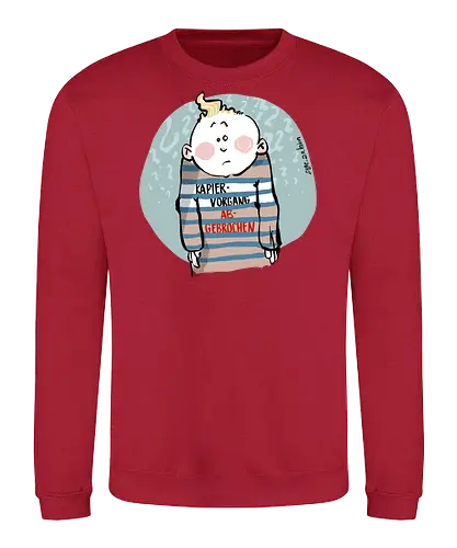 Kapiervorgang abgebrochen - Selbstironie, Streifenpulli, Spruchshirt, deutsch, Ringelpullisprüche, Ringeldinger, streifenweise, Spruch, Weisheit, Motivation, Ringelpulli, SprücheShirt, Cartoon Illustration, Statement, Ostfriesland, Nordsee, Handgezeichnet, Humor - Sweatshirt