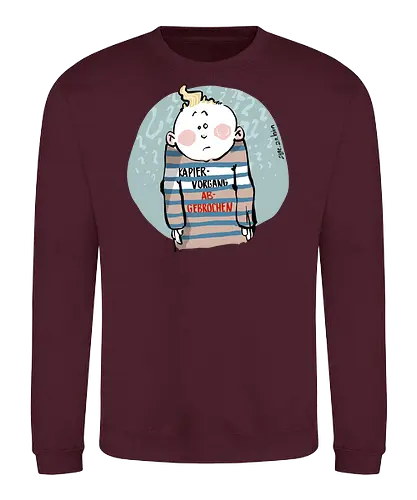 Kapiervorgang abgebrochen - Selbstironie, Streifenpulli, Spruchshirt, deutsch, Ringelpullisprüche, Ringeldinger, streifenweise, Spruch, Weisheit, Motivation, Ringelpulli, SprücheShirt, Cartoon Illustration, Statement, Ostfriesland, Nordsee, Handgezeichnet, Humor - Sweatshirt