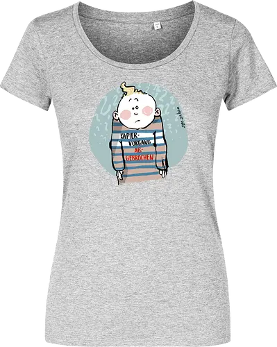 Kapiervorgang abgebrochen - Selbstironie, Streifenpulli, Spruchshirt, deutsch, Ringelpullisprüche, Ringeldinger, streifenweise, Spruch, Weisheit, Motivation, Ringelpulli, SprücheShirt, Cartoon Illustration, Statement, Ostfriesland, Nordsee, Handgezeichnet, Humor - Women T-Shirt