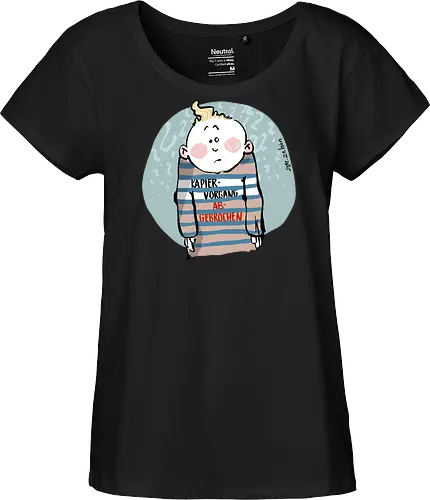 Kapiervorgang abgebrochen - Selbstironie, Streifenpulli, Spruchshirt, deutsch, Ringelpullisprüche, Ringeldinger, streifenweise, Spruch, Weisheit, Motivation, Ringelpulli, SprücheShirt, Cartoon Illustration, Statement, Ostfriesland, Nordsee, Handgezeichnet, Humor - Fairtrade Girl Shirt