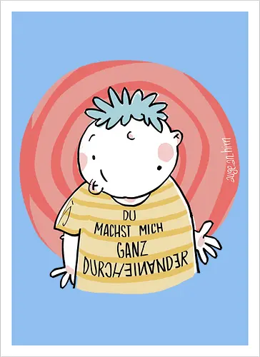 Durcheinander - Spruch, Statement, ringelpullisprüche, Ringeldinger, streifenweise, Weisheit, Motivation, Ringelpulli, SprücheShirt, Cartoon Illustration, Handgezeichnet, Humor, Selbstironie, Streifenpulli, Spruchshirt, deutsch - Artprint