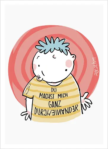 Durcheinander - Spruch, Statement, ringelpullisprüche, Ringeldinger, streifenweise, Weisheit, Motivation, Ringelpulli, SprücheShirt, Cartoon Illustration, Handgezeichnet, Humor, Selbstironie, Streifenpulli, Spruchshirt, deutsch - Artprint