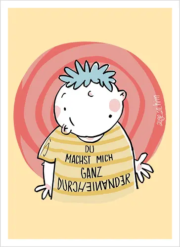 Durcheinander - Spruch, Statement, ringelpullisprüche, Ringeldinger, streifenweise, Weisheit, Motivation, Ringelpulli, SprücheShirt, Cartoon Illustration, Handgezeichnet, Humor, Selbstironie, Streifenpulli, Spruchshirt, deutsch - Artprint
