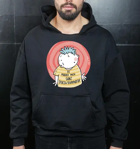 Durcheinander - Spruch, Statement, ringelpullisprüche, Ringeldinger, streifenweise, Weisheit, Motivation, Ringelpulli, SprücheShirt, Cartoon Illustration, Handgezeichnet, Humor, Selbstironie, Streifenpulli, Spruchshirt, deutsch - Cropped Hoodie
