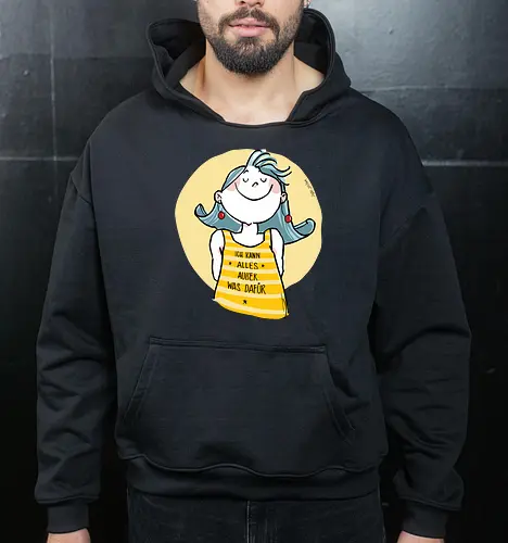 Ich kann alles.. - Ringelpulliweisheit, Ringelpulli, Spruch, Weisheit, Lebensweisheit, handgezeichnet, Augeanhirn - Cropped Hoodie