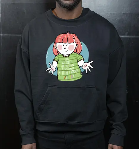 Probleme - Ringelpullisprüche, Ringeldinger, streifenweise, Spruch, Weisheit, Cartoon Illustration, Statement, Handgezeichnet, Humor, Selbstironie, Streifenpulli, Spruchshirt, deutsch, Motivation, Ringelpulli, SprücheShirt - Cropped Sweatshirt