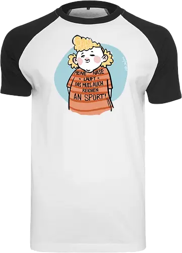 Sport - Ringelpullisprüche, Ringeldinger, Spruchshirt, deutsch, streifenweise, Spruch, Weisheit, Motivation, Ringelpulli, SprücheShirt, Cartoon Illustration, Statement, Ostfriesland, Nordsee, Handgezeichnet, Humor, Selbstironie, Streifenpulli - Raglan T-Shirt