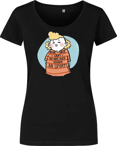 Sport - Ringelpullisprüche, Ringeldinger, Spruchshirt, deutsch, streifenweise, Spruch, Weisheit, Motivation, Ringelpulli, SprücheShirt, Cartoon Illustration, Statement, Ostfriesland, Nordsee, Handgezeichnet, Humor, Selbstironie, Streifenpulli - Women T-Shirt