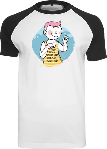 Bunt - Humor, Selbstironie, Streifenpulli, Spruchshirt, deutsch, ringelpullisprüche, Ringeldinger, streifenweise, Spruch, Weisheit, Motivation, Ringelpulli, SprücheShirt, Cartoon Illustration, Statement, Handgezeichnet - Raglan T-Shirt