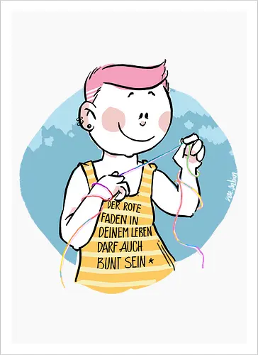 Bunt - Humor, Selbstironie, Streifenpulli, Spruchshirt, deutsch, ringelpullisprüche, Ringeldinger, streifenweise, Spruch, Weisheit, Motivation, Ringelpulli, SprücheShirt, Cartoon Illustration, Statement, Handgezeichnet - Artprint