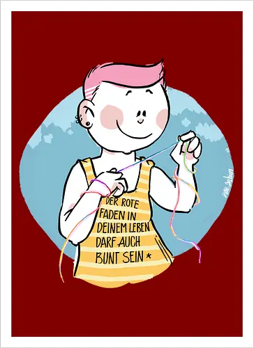 Bunt - Humor, Selbstironie, Streifenpulli, Spruchshirt, deutsch, ringelpullisprüche, Ringeldinger, streifenweise, Spruch, Weisheit, Motivation, Ringelpulli, SprücheShirt, Cartoon Illustration, Statement, Handgezeichnet - Artprint