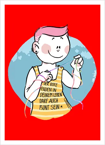 Bunt - Humor, Selbstironie, Streifenpulli, Spruchshirt, deutsch, ringelpullisprüche, Ringeldinger, streifenweise, Spruch, Weisheit, Motivation, Ringelpulli, SprücheShirt, Cartoon Illustration, Statement, Handgezeichnet - Artprint