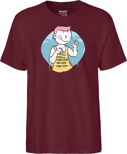 Bunt - Humor, Selbstironie, Streifenpulli, Spruchshirt, deutsch, ringelpullisprüche, Ringeldinger, streifenweise, Spruch, Weisheit, Motivation, Ringelpulli, SprücheShirt, Cartoon Illustration, Statement, Handgezeichnet - Fairtrade T-Shirt