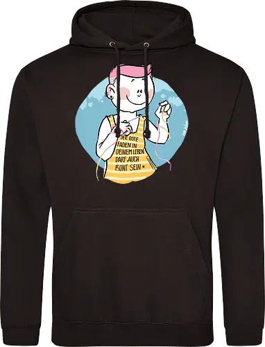 Bunt - Humor, Selbstironie, Streifenpulli, Spruchshirt, deutsch, ringelpullisprüche, Ringeldinger, streifenweise, Spruch, Weisheit, Motivation, Ringelpulli, SprücheShirt, Cartoon Illustration, Statement, Handgezeichnet - Standard Hoodie