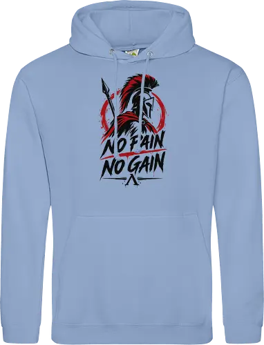 Spartan Discipline – No Pain No Gain - martial arts, fighter, ancient warrior, greek warrior, helmet, spartan, spartaner, no pain no gain, warrior, warrior spirit, discipline, strength, motivation, gym, fitness, bodybuilding, workout, training, spear, battle, courage, power, mindset, determination, toughness, streetwear, gym shirt, fitness shirt, motivational shirt, distressed design, red black, hand drawn, warrior aesthetic - Standard Hoodie