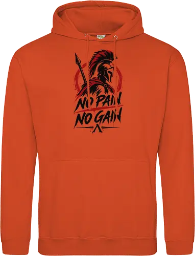 Spartan Discipline – No Pain No Gain - martial arts, fighter, ancient warrior, greek warrior, helmet, spartan, spartaner, no pain no gain, warrior, warrior spirit, discipline, strength, motivation, gym, fitness, bodybuilding, workout, training, spear, battle, courage, power, mindset, determination, toughness, streetwear, gym shirt, fitness shirt, motivational shirt, distressed design, red black, hand drawn, warrior aesthetic - Standard Hoodie
