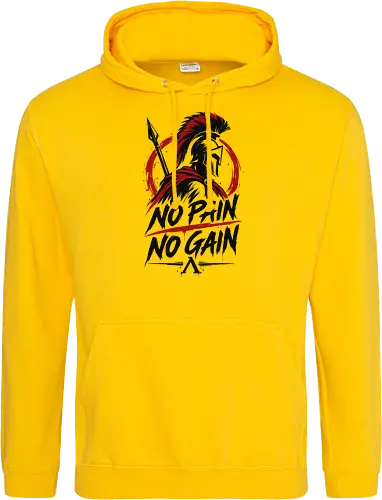 Spartan Discipline – No Pain No Gain - martial arts, fighter, ancient warrior, greek warrior, helmet, spartan, spartaner, no pain no gain, warrior, warrior spirit, discipline, strength, motivation, gym, fitness, bodybuilding, workout, training, spear, battle, courage, power, mindset, determination, toughness, streetwear, gym shirt, fitness shirt, motivational shirt, distressed design, red black, hand drawn, warrior aesthetic - Standard Hoodie