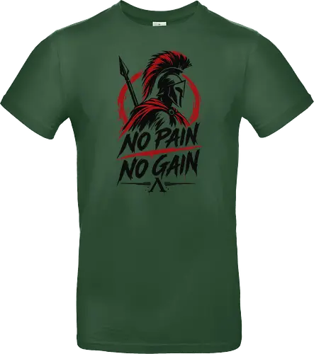 Spartan Discipline – No Pain No Gain - martial arts, fighter, ancient warrior, greek warrior, helmet, spartan, spartaner, no pain no gain, warrior, warrior spirit, discipline, strength, motivation, gym, fitness, bodybuilding, workout, training, spear, battle, courage, power, mindset, determination, toughness, streetwear, gym shirt, fitness shirt, motivational shirt, distressed design, red black, hand drawn, warrior aesthetic - Standard T-Shirt