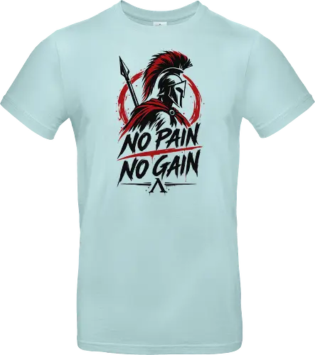 Spartan Discipline – No Pain No Gain - martial arts, fighter, ancient warrior, greek warrior, helmet, spartan, spartaner, no pain no gain, warrior, warrior spirit, discipline, strength, motivation, gym, fitness, bodybuilding, workout, training, spear, battle, courage, power, mindset, determination, toughness, streetwear, gym shirt, fitness shirt, motivational shirt, distressed design, red black, hand drawn, warrior aesthetic - Standard T-Shirt