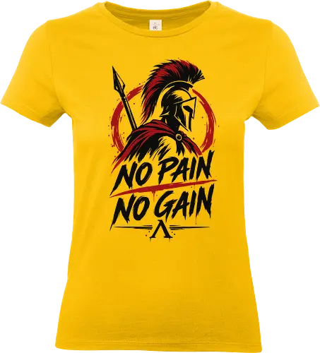 Spartan Discipline – No Pain No Gain - martial arts, fighter, ancient warrior, greek warrior, helmet, spartan, spartaner, no pain no gain, warrior, warrior spirit, discipline, strength, motivation, gym, fitness, bodybuilding, workout, training, spear, battle, courage, power, mindset, determination, toughness, streetwear, gym shirt, fitness shirt, motivational shirt, distressed design, red black, hand drawn, warrior aesthetic - Standard T-Shirt (Women)