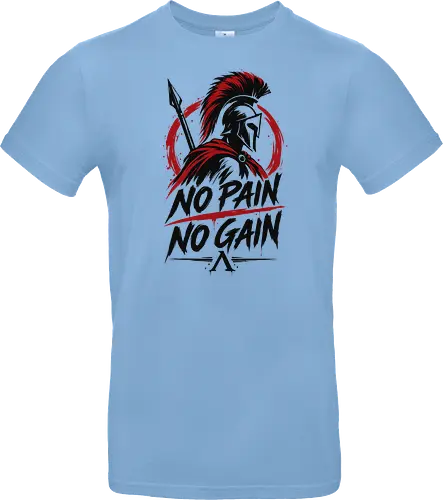Spartan Discipline – No Pain No Gain - martial arts, fighter, ancient warrior, greek warrior, helmet, spartan, spartaner, no pain no gain, warrior, warrior spirit, discipline, strength, motivation, gym, fitness, bodybuilding, workout, training, spear, battle, courage, power, mindset, determination, toughness, streetwear, gym shirt, fitness shirt, motivational shirt, distressed design, red black, hand drawn, warrior aesthetic - Standard T-Shirt