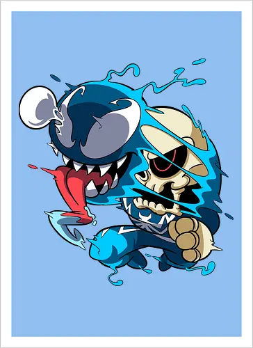 Freaky Kreatur - Dunkles Chaos - freaky creature, dunkles monster, horror kunst, creepy art, skelett, monster design, dark cartoon, gothic art, gruselige kreatur, body horror, seltsame kunst, fantasy monster, horror cartoon, dunkle ästhetik, geek art - Artprint