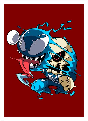 Freaky Kreatur - Dunkles Chaos - freaky creature, dunkles monster, horror kunst, creepy art, skelett, monster design, dark cartoon, gothic art, gruselige kreatur, body horror, seltsame kunst, fantasy monster, horror cartoon, dunkle ästhetik, geek art - Artprint