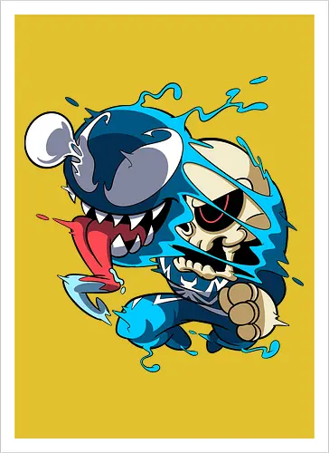 Freaky Kreatur - Dunkles Chaos - freaky creature, dunkles monster, horror kunst, creepy art, skelett, monster design, dark cartoon, gothic art, gruselige kreatur, body horror, seltsame kunst, fantasy monster, horror cartoon, dunkle ästhetik, geek art - Artprint