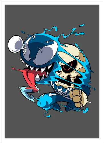 Freaky Kreatur - Dunkles Chaos - freaky creature, dunkles monster, horror kunst, creepy art, skelett, monster design, dark cartoon, gothic art, gruselige kreatur, body horror, seltsame kunst, fantasy monster, horror cartoon, dunkle ästhetik, geek art - Artprint