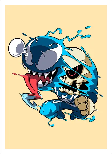 Freaky Kreatur - Dunkles Chaos - freaky creature, dunkles monster, horror kunst, creepy art, skelett, monster design, dark cartoon, gothic art, gruselige kreatur, body horror, seltsame kunst, fantasy monster, horror cartoon, dunkle ästhetik, geek art - Artprint