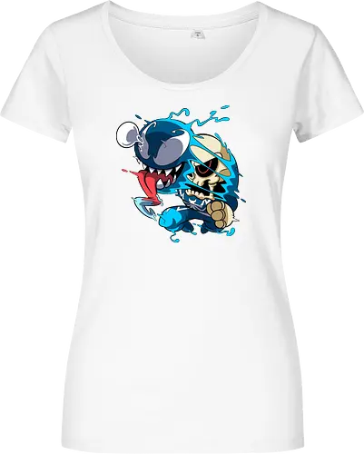 Freaky Kreatur - Dunkles Chaos - freaky creature, dunkles monster, horror kunst, creepy art, skelett, monster design, dark cartoon, gothic art, gruselige kreatur, body horror, seltsame kunst, fantasy monster, horror cartoon, dunkle ästhetik, geek art - Women T-Shirt