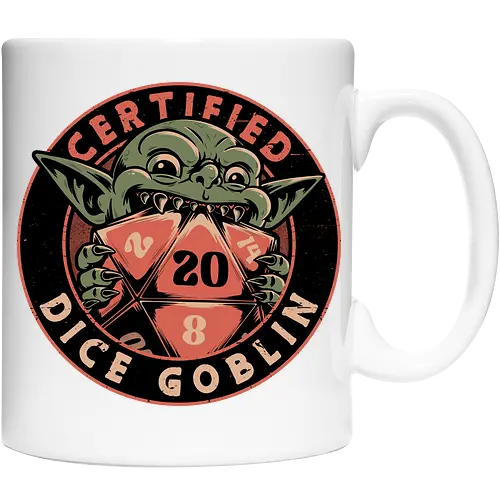 RPG Goblin Dice - Tabletop Game, Rpg, Rpg Design, Rpg Parody, Roleplay Game, Roleplaying, Roleplaying Game, Critical Role, Roleplay, Dice Goblin, Dice, D20, Pen and Paper, Dungeon Master, Pen and Paper, Pen and paper, Dungeon, Dungeons, Goblins, Goblin, Green Goblin, Goblin Mode, Fantasy, Dark Fantasy, Adventures, Adventure, Magic, Magical, Magical Creatures, Magical Creature, Creatures, Creature, Monster, Game Master, Tabletop Rpg, Tabletop, Certified, Critical Hit, Critical, Critical Fail, Critical Success - Cup