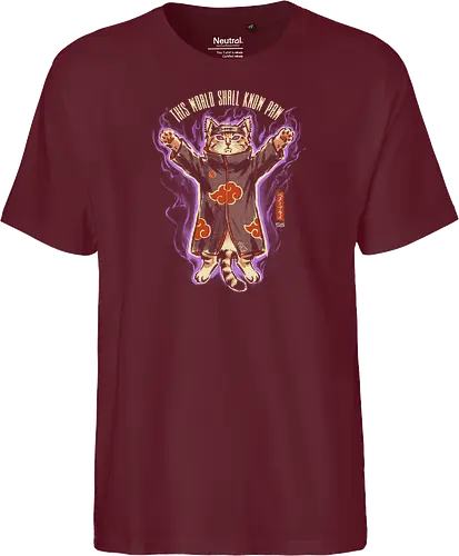 This World Shall Know Paw - quote, humor, cute, cat, anime, funny, ninja, vintage, retro, japanese, pain, akatsuki, pun, parody, mood - Fairtrade T-Shirt