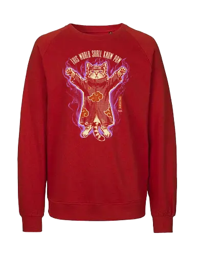This World Shall Know Paw - quote, humor, cute, cat, anime, funny, ninja, vintage, retro, japanese, pain, akatsuki, pun, parody, mood - Fairtrade Sweatshirt