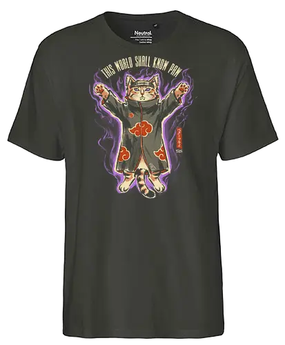 This World Shall Know Paw - quote, humor, cute, cat, anime, funny, ninja, vintage, retro, japanese, pain, akatsuki, pun, parody, mood - Fairtrade T-Shirt