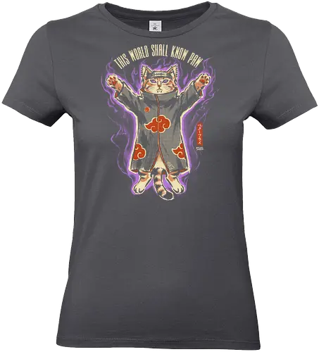 This World Shall Know Paw - quote, humor, cute, cat, anime, funny, ninja, vintage, retro, japanese, pain, akatsuki, pun, parody, mood - Standard T-Shirt (Women)
