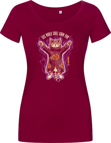 This World Shall Know Paw - quote, humor, cute, cat, anime, funny, ninja, vintage, retro, japanese, pain, akatsuki, pun, parody, mood - Women T-Shirt