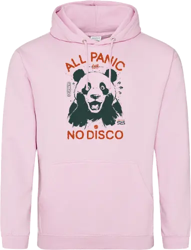 All Panic No Disco - panda, funny, panic, anxiety, vintage, retro, japanese, stress, overwhelmed, quote, humor, cute, mood, sarcastic, scream - Standard Hoodie