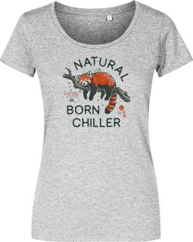 Natural Born Chiller - japanese, lazy, sleep, relax, quote, humor, cute, mood, nature, red panda, funny, chill, nap, vintage, retro - Women T-Shirt
