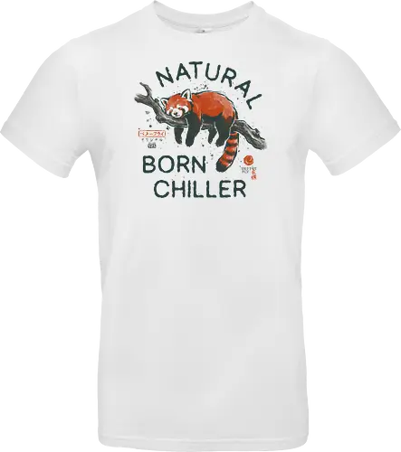 Natural Born Chiller - japanese, lazy, sleep, relax, quote, humor, cute, mood, nature, red panda, funny, chill, nap, vintage, retro - Standard T-Shirt