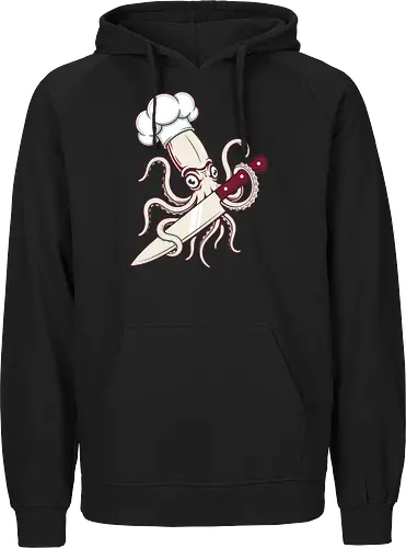 The Kraken Chef: Master of the Blade - funny chef shirt, squid graphic tee, kraken cook apparel, culinary streetwear, kitchen knife design, seafood lover clothing, badass octopus tee, sushi chef merch, tattoo style sea creature, foodie graphic fashion - Fairtrade Hoodie