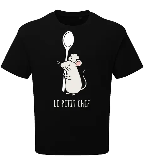 Le Petit Chef: The Culinary Rat - Ratatouille inspired shirt, little chef graphic tee, cute rat apparel, funny foodie clothing, minimalist cooking design, kawaii animal streetwear, chef hat mouse shirt, animated movie aesthetic, wholesome culinary fashion, pastel food merch - Oversize T-Shirt