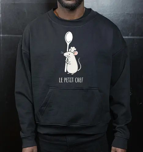 Le Petit Chef: The Culinary Rat - Ratatouille inspired shirt, little chef graphic tee, cute rat apparel, funny foodie clothing, minimalist cooking design, kawaii animal streetwear, chef hat mouse shirt, animated movie aesthetic, wholesome culinary fashion, pastel food merch - Cropped Sweatshirt