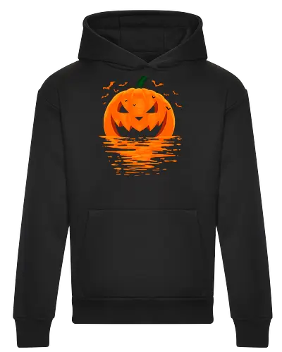 Spooky Sunset For Halloween Season - halloween, bats, beach, horror, humor, jack o lantern, landscape, ocean, october, scary, spooky, summer, sunset, trick or treat, vacation - Heavyweight Hoodie