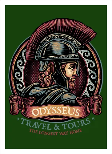 Odysseus Travel and Tours - Movie, film, myth, adventure, poem, action, fantasy, mythic - Artprint